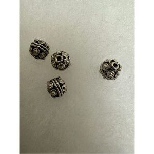 Bali Sterling Silver Oxidized Round Spacer Beads 5mm (set of 4) #M-1954